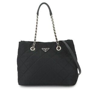 PRADA 2way Tote Shoulder Bag Nylon Saffiano Leather Nero Black